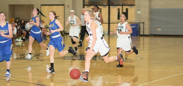Taylor Day pushes the ball up the floor